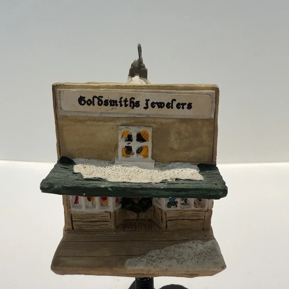 VTG Goldsmiths Jewelers Christmas Ornament House Resin Seiko 1984 China